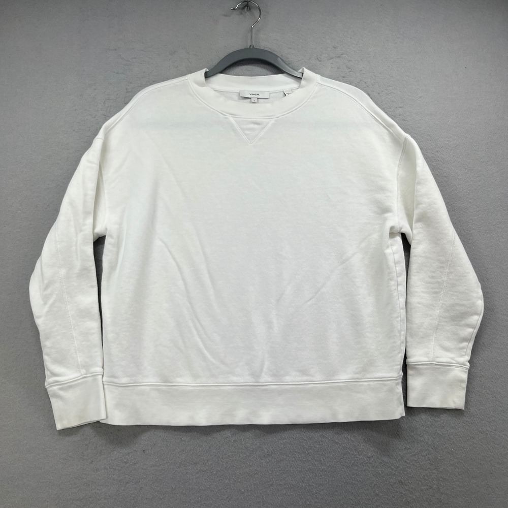 Vince‎ Sweatshirt Womens S White Crew Neck Cotton Minimalist Designer Pullover